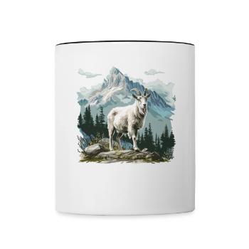 Alpine Goat Bergziegen Bergziege - Tasse zweifarbig - Weiß/Schwarz - Vorne