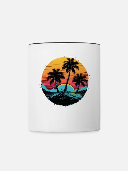 Retro Fahrradfahrer - Tasse zweifarbig - Weiß/Schwarz