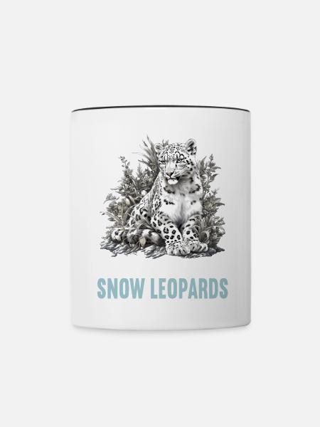 Snow Leopard Schneeleoparden Schneeleopard - Tasse zweifarbig - Weiß/Schwarz