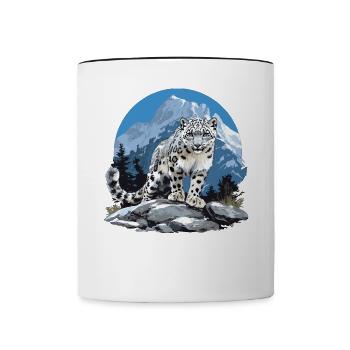 Snow Leopard Schneeleoparden Schneeleopard - Contrasting Mug - white/black - Front
