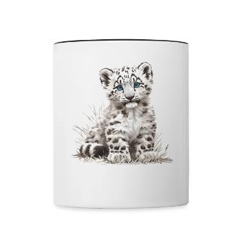 Snow Leopard Schneeleoparden Schneeleopard - Contrasting Mug - white/black - Front