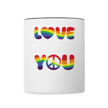 Gender Lesben, Schwule, Trans, Queer Regenbogen - Tasse zweifarbig - Weiß/Schwarz - Vorne