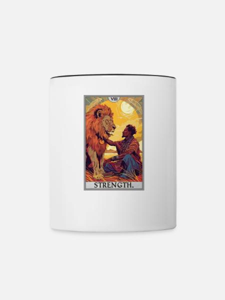 Tarotkarten Tarotkarte Strength Kraft - Tasse zweifarbig - Weiß/Schwarz