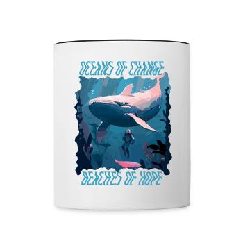 Bathing beach & sea plastic-free against pollution - Contrasting Mug - white/black - Front