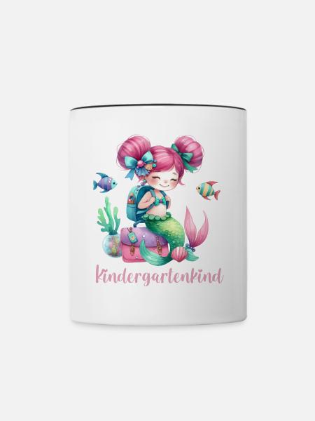 Kindergartenkind Vorschulkind Meerjungfrau - Tasse zweifarbig - Weiß/Schwarz