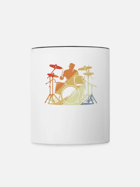 Schlagzeuger Retro Style - Tasse zweifarbig - Weiß/Schwarz