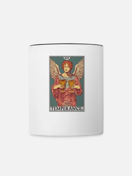 Tarotkarten Tarotkarte Temperance Mäßigkeit - Tasse zweifarbig - Weiß/Schwarz