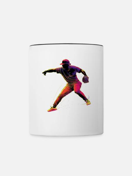 Baseballer Retrowave - Tasse zweifarbig - Weiß/Schwarz