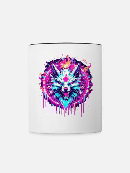 Psychedelischer Fuchs - Tasse zweifarbig - Weiß/Schwarz