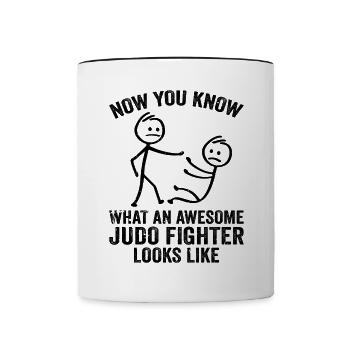 Maintenant, vous savez à quoi ressemble un combattant de judo génial Li - Mug contrasté - blanc/noir - Devant