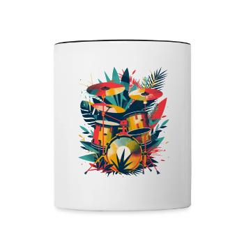 Drum Set Illustration - Contrasting Mug - white/black - Front
