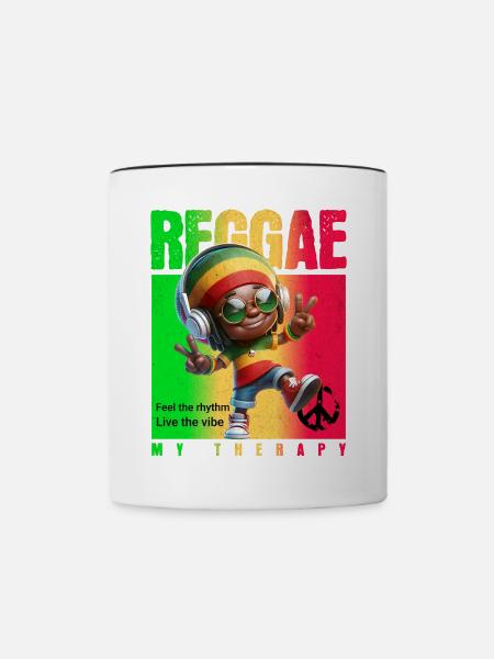 Reggae my therapy Rastaman - Tasse zweifarbig - Weiß/Schwarz