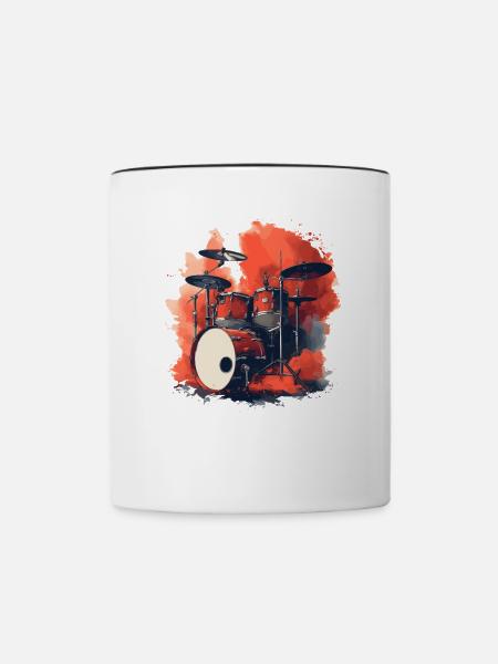 Schlagzeug Retro Style - Tasse zweifarbig - Weiß/Schwarz