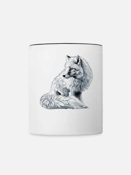Arctic Fox Polarfüchse Polarfuchs - Tasse zweifarbig - Weiß/Schwarz