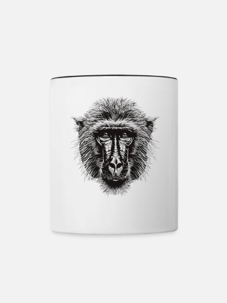 Baboon Paviane Pavian - Tasse zweifarbig - Weiß/Schwarz