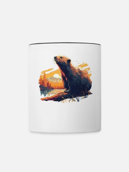 Beaver Biber - Tasse zweifarbig - Weiß/Schwarz
