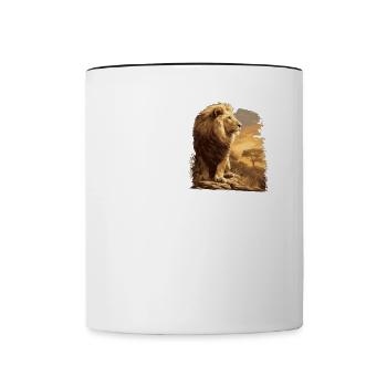 Lion Löwen Löwe - Tasse zweifarbig - Weiß/Schwarz - Vorne
