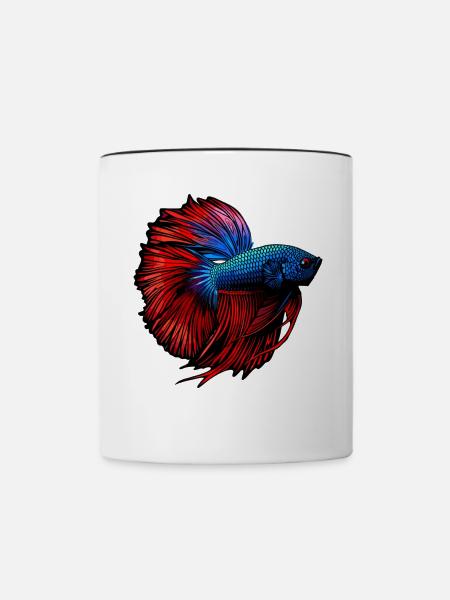 Bettas Betta Fisch Betta - Tasse zweifarbig - Weiß/Schwarz