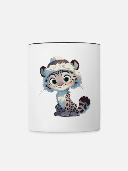 Snow Leopard Schneeleoparde Schneeleopard - Tasse zweifarbig - Weiß/Schwarz