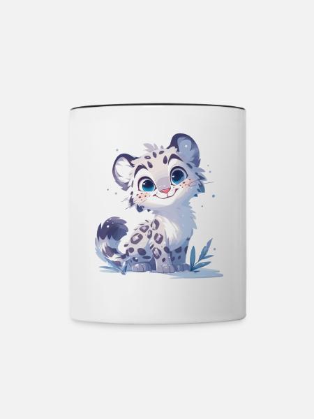Snow Leopard Schneeleoparden Schneeleopard - Tasse zweifarbig - Weiß/Schwarz