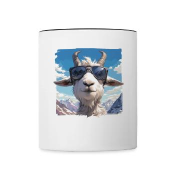 Alpine Goat Bergziegen Bergziege - Tasse zweifarbig - Weiß/Schwarz - Vorne