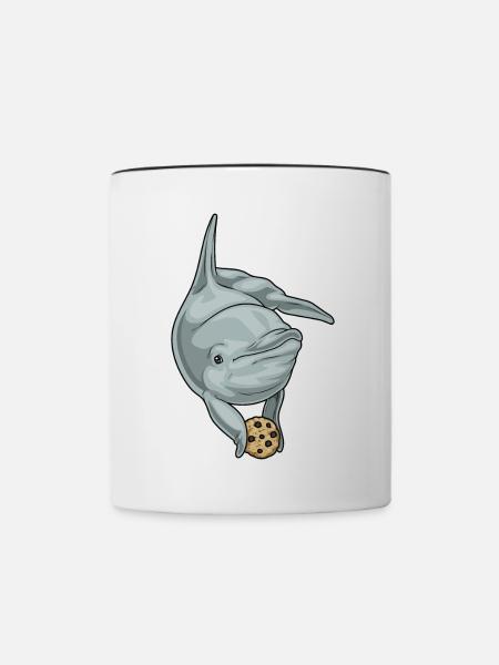 Delfin Cookie - Tasse zweifarbig - Weiß/Schwarz