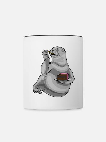 Seehund Kuchen - Tasse zweifarbig - Weiß/Schwarz