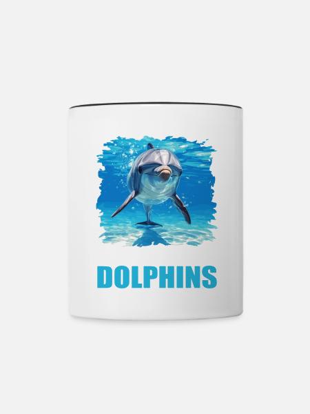 Dolphin Delfine Delfin - Tasse zweifarbig - Weiß/Schwarz