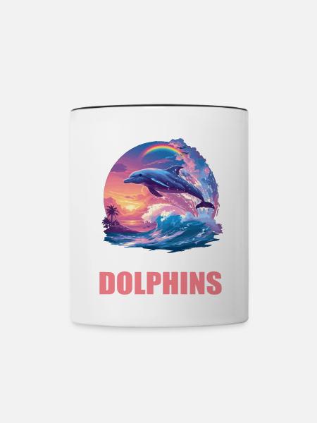 Dolphin Delfine Delfin - Tasse zweifarbig - Weiß/Schwarz