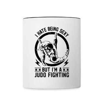Je déteste être sexy mais je suis une combattante de judo - Mug contrasté - blanc/noir - Devant