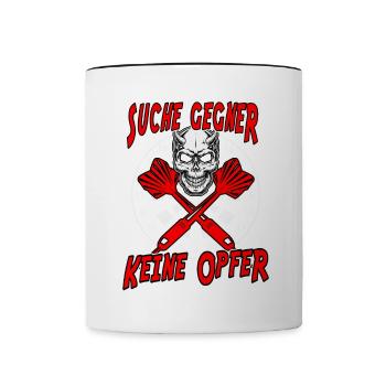 Dartscheibe - Suche Gegner, keine Opfer - Tasse zweifarbig - Weiß/Schwarz - Vorne