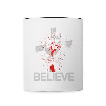 Jesus - Believe: Strong faith design - Contrasting Mug - white/black - Front