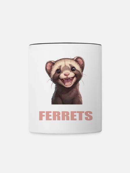 Ferret Frettchen - Tasse zweifarbig - Weiß/Schwarz