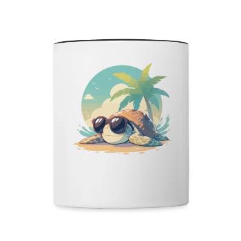 Sea Turtle Meeresschildkröten Meeresschildkröte - Tasse zweifarbig - Weiß/Schwarz - Vorne