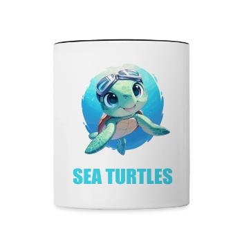 Sea Turtle Meeresschildkröten Meeresschildkröte - Tasse zweifarbig - Weiß/Schwarz - Vorne