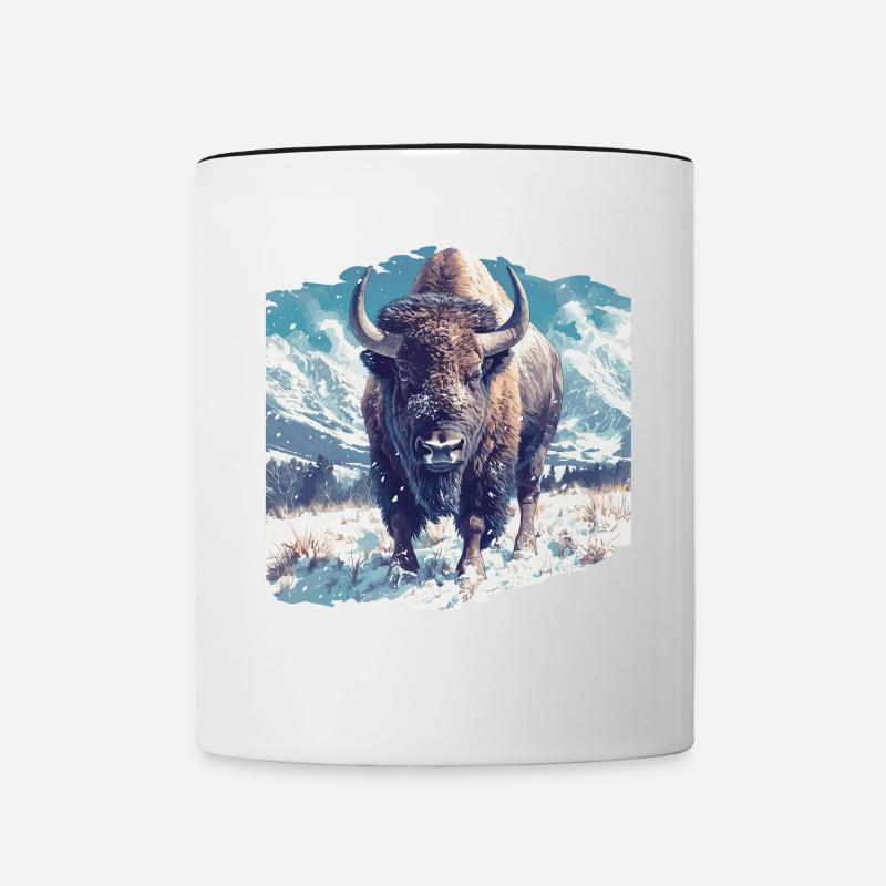 Bisons Bison - Mug contrasté - blanc/noir