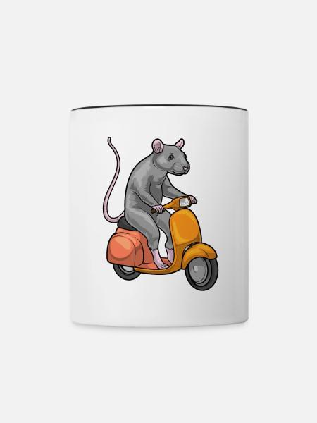 Ratte Motorroller - Tasse zweifarbig - Weiß/Schwarz