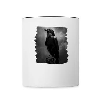 Krähen Krähe - Tasse zweifarbig - Weiß/Schwarz - Vorne
