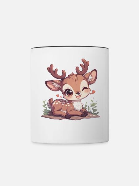Hirsche Hirsch - Tasse zweifarbig - Weiß/Schwarz