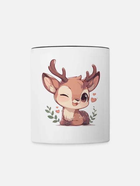 Hirsche Hirsch - Tasse zweifarbig - Weiß/Schwarz