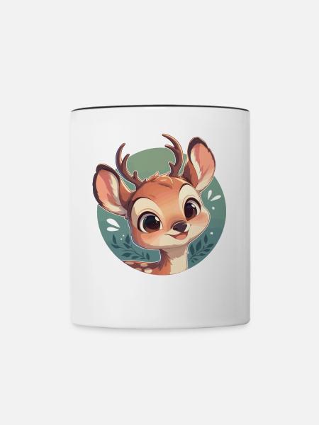 Hirsche Hirsch - Tasse zweifarbig - Weiß/Schwarz