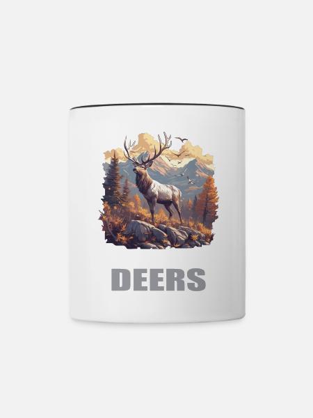 Hirsche Hirsch - Tasse zweifarbig - Weiß/Schwarz
