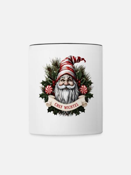 Chef Wichtel Weihnachtsgnom - Tasse zweifarbig - Weiß/Schwarz