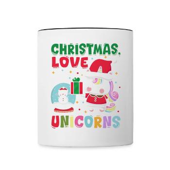 Einhorn Pferde Reitern Weihnachen Liebe Reiten - Tasse zweifarbig - Weiß/Schwarz - Vorne