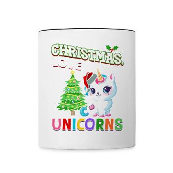 Einhorn Pferde Reitern Weihnachen Liebe Reiten - Tasse zweifarbig - Weiß/Schwarz - Vorne