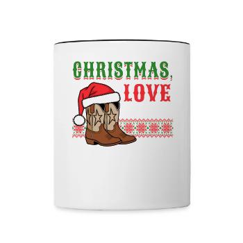 Christmas, Love Country Music Christmas Concerts - Contrasting Mug - white/black - Front