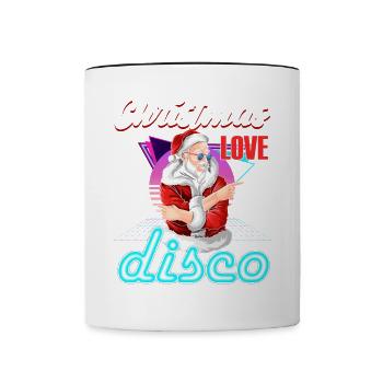 Noël Disco, Rave, Techno, House, Goa, Fête - Mug contrasté - blanc/noir - Devant
