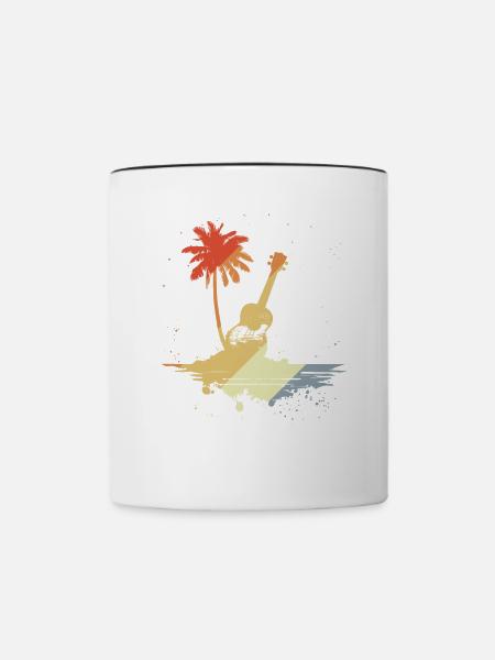Ukulele Retro Style - Tasse zweifarbig - Weiß/Schwarz
