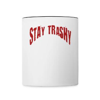 Rester Trash Drôle Motard Possum Sarcastique - Mug contrasté - blanc/noir - Devant