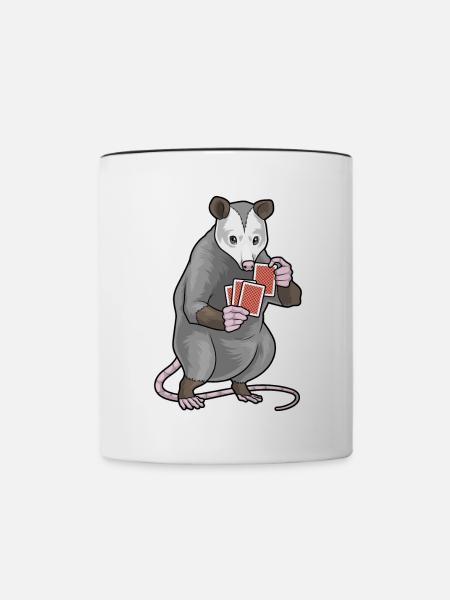Beutelratte Poker Pokerkarten - Tasse zweifarbig - Weiß/Schwarz